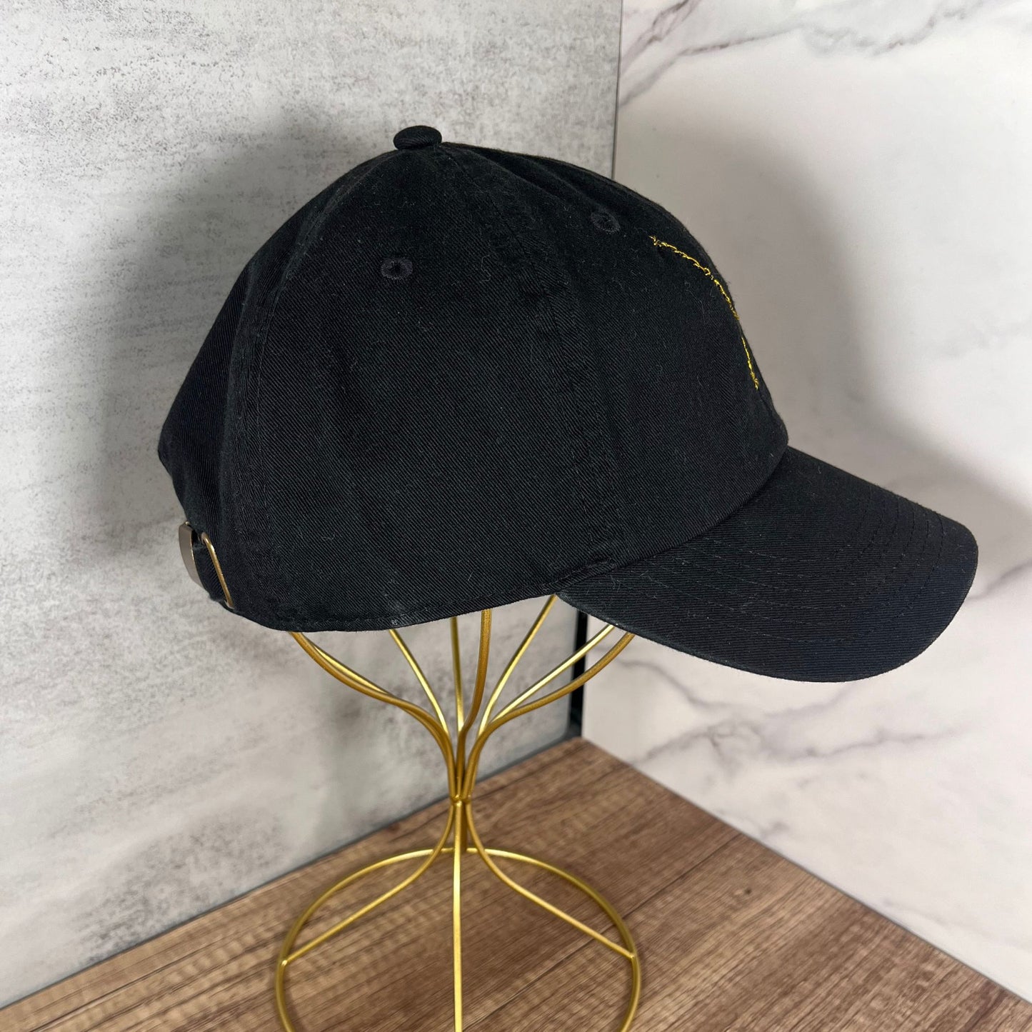 Right-side view of black Cancer constellation embroidered hat