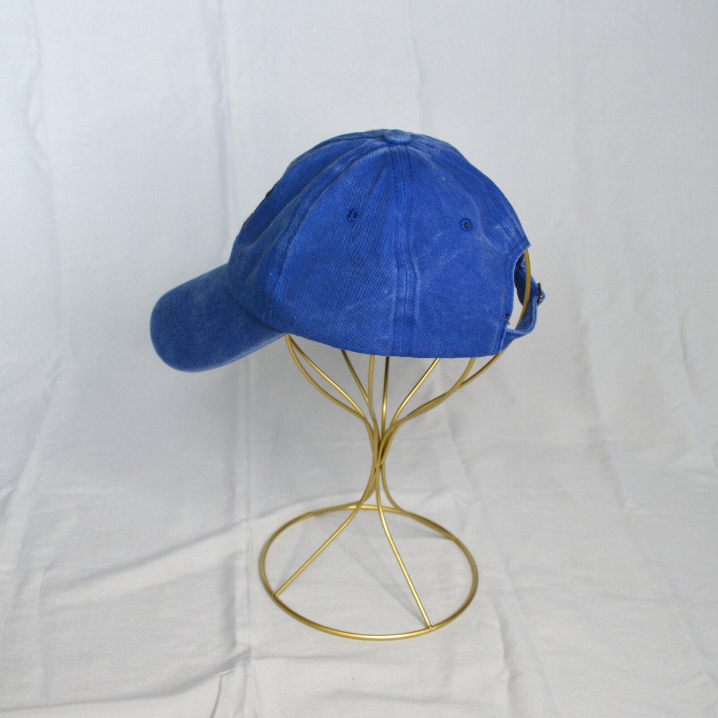Cerulean Blue Hat with Iced Coffee Embroidery – Left Side View