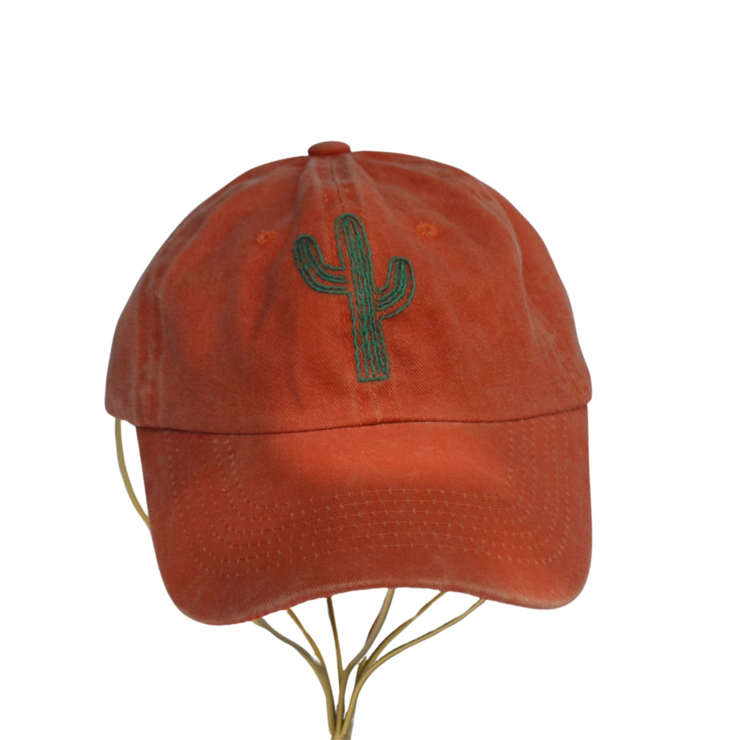 Orange Baseball Hat Cactus| Embroidered Hats-Thread & Ember