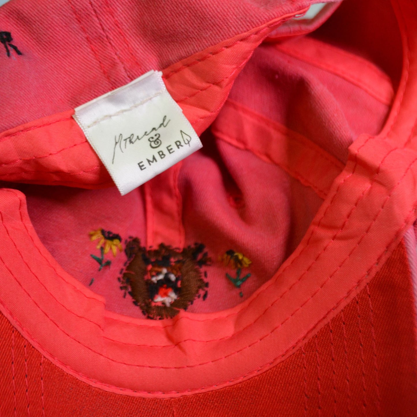 Red Baseball Hat | I Pick The Bear | Embroidered Hats-Thread & Ember