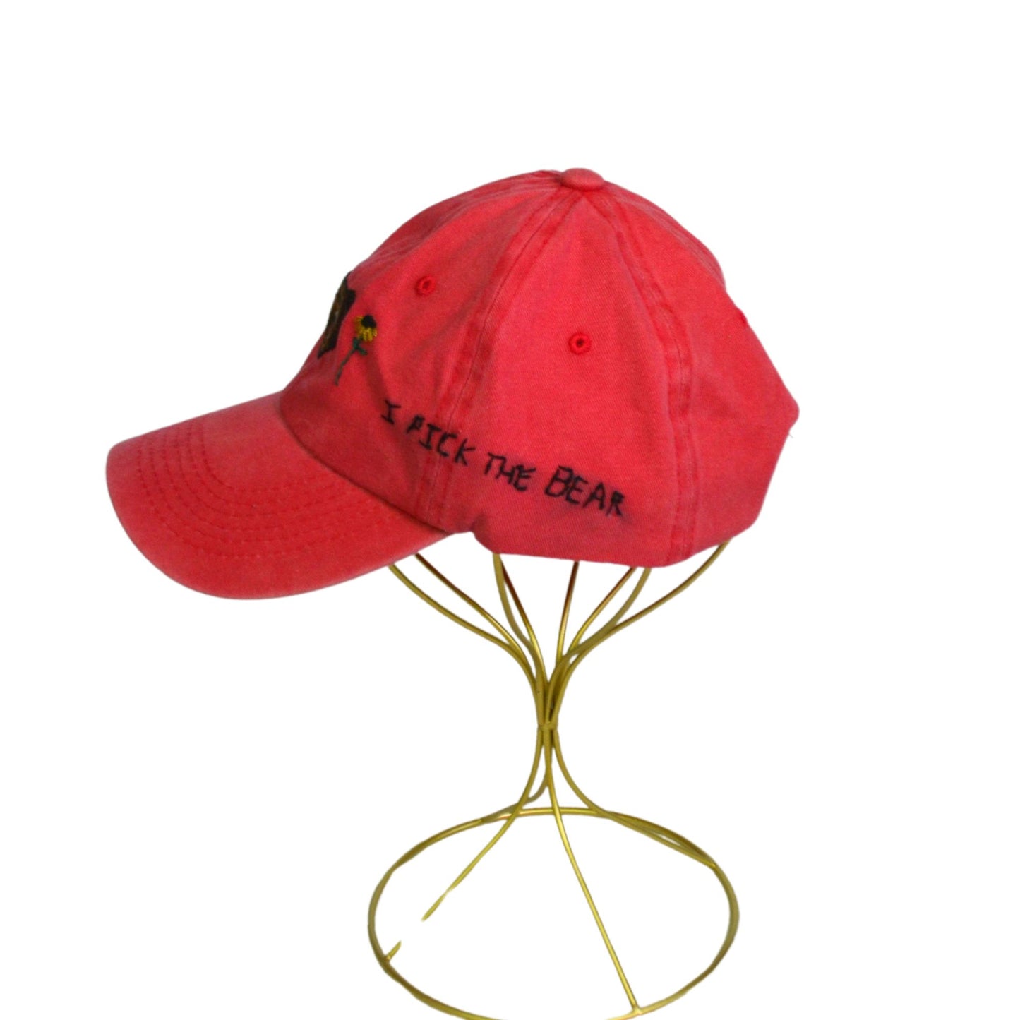 Red Baseball Hat | I Pick The Bear | Embroidered Hats-Thread & Ember