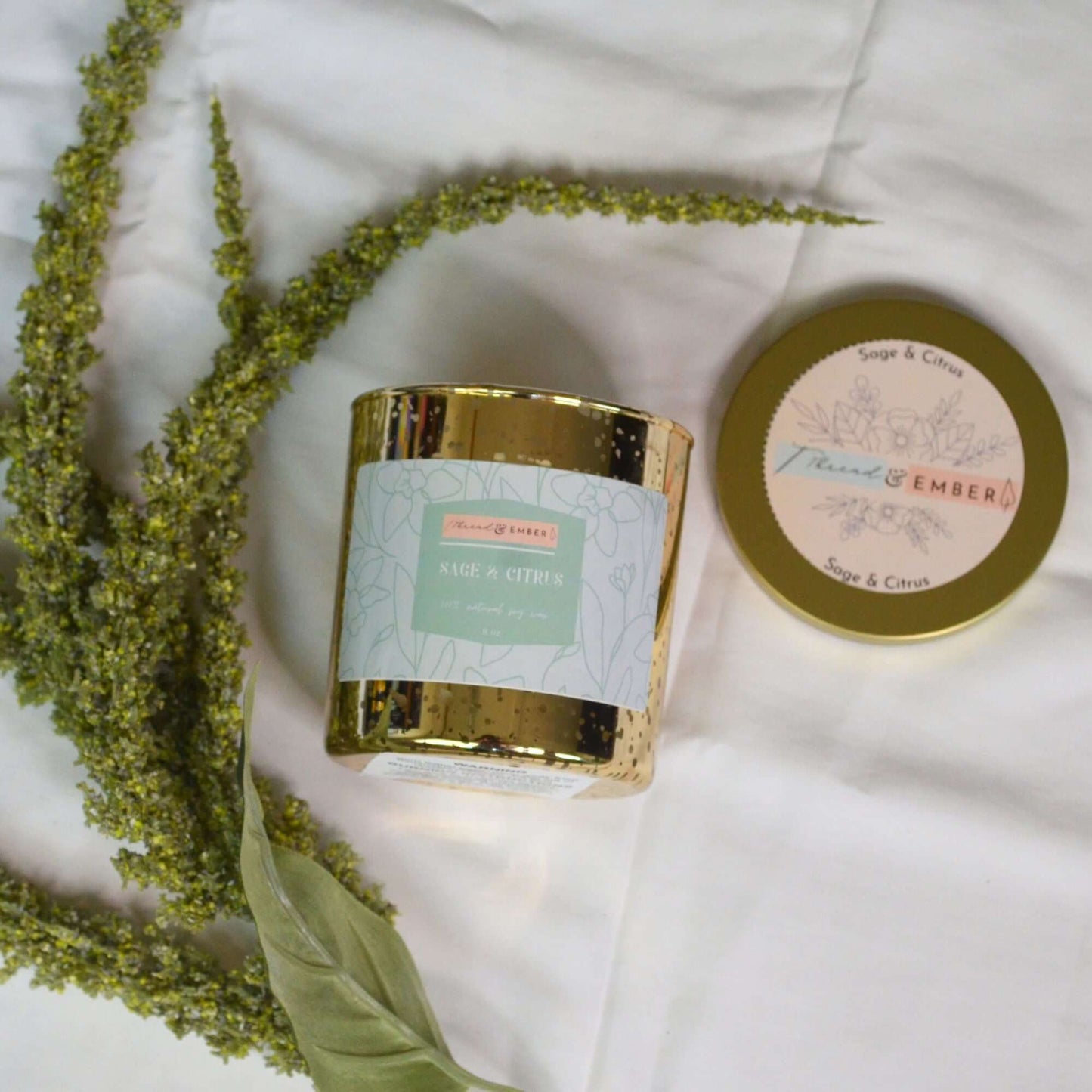Sage & Citrus | Handmade Candle | Soy Wax-Thread & Ember