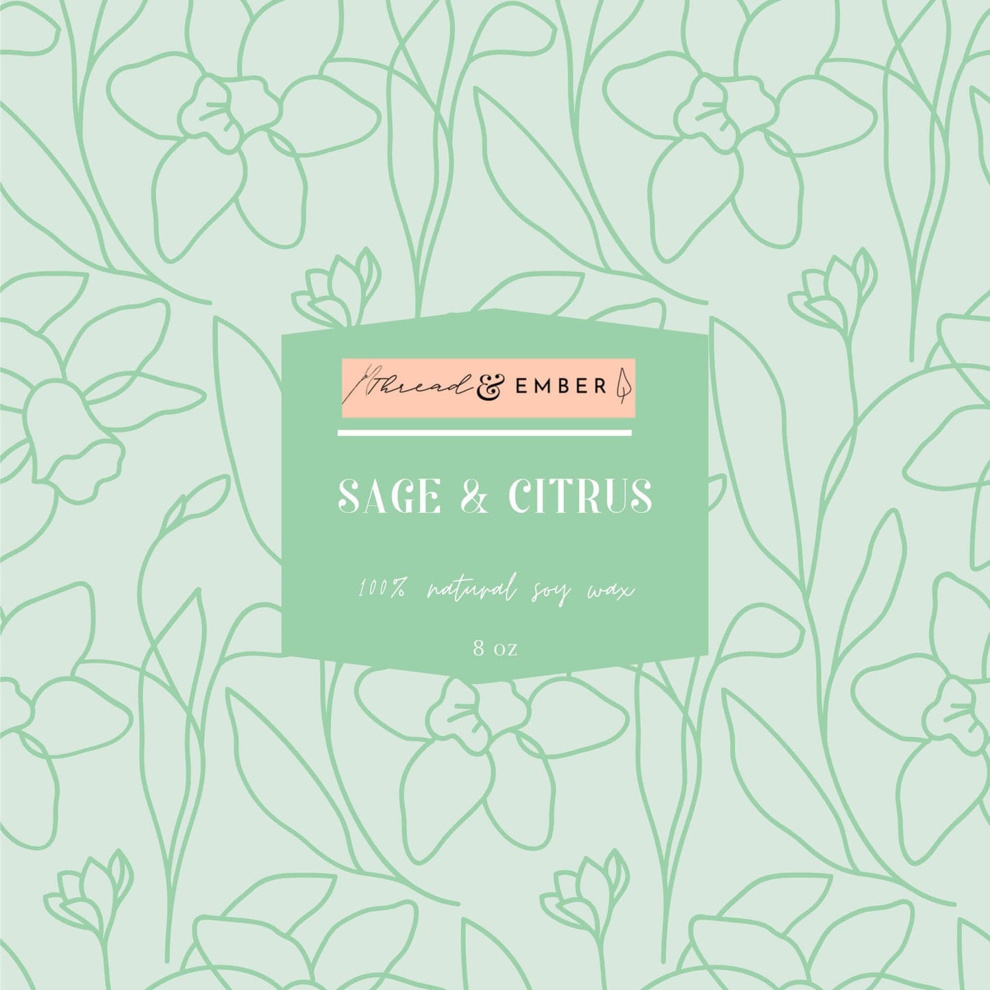 Sage & Citrus | Handmade Candle | Soy Wax-Thread & Ember