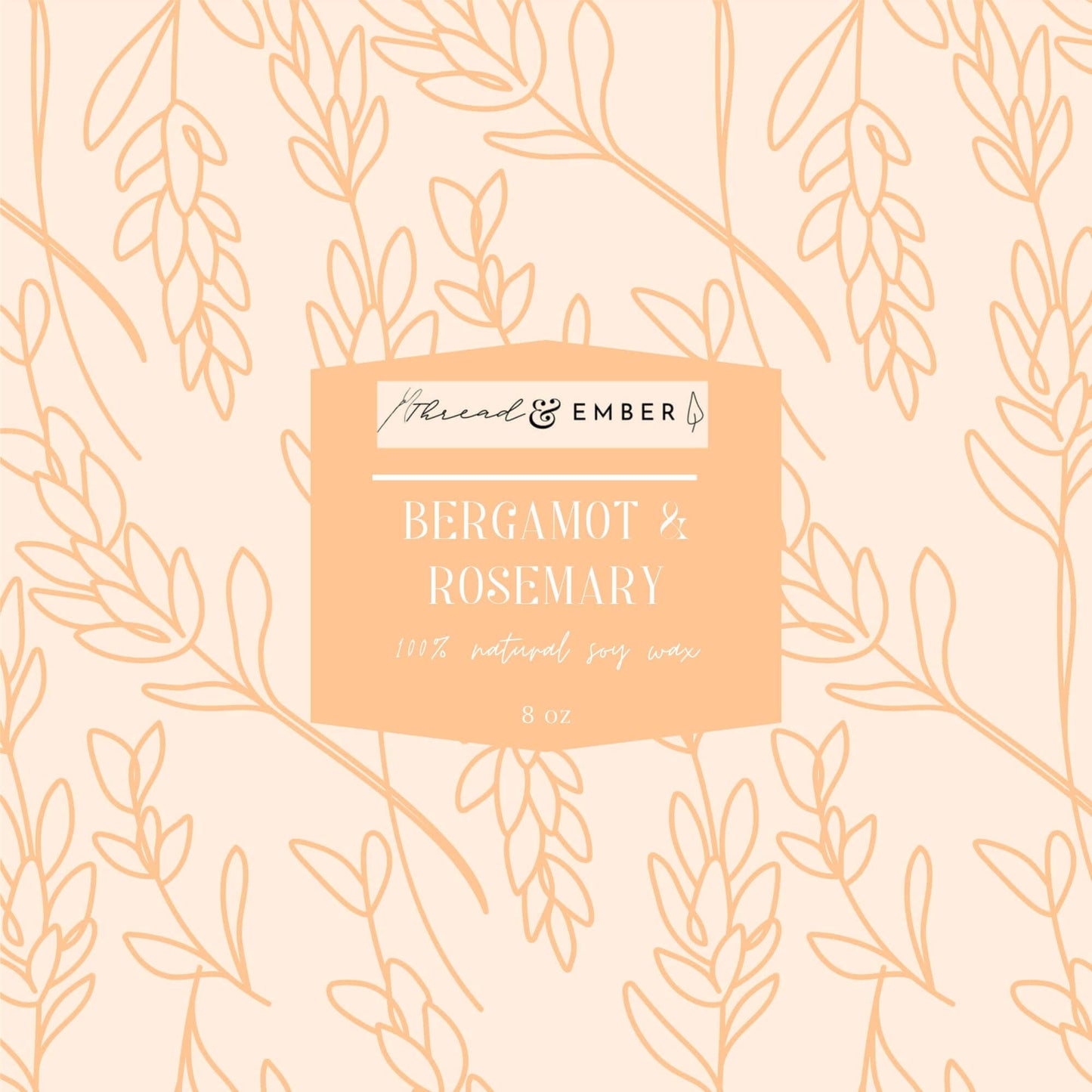 Bergamot & Rosemary Handmade Candle Soy Wax-Thread & Ember