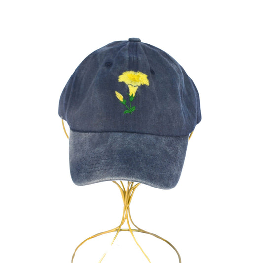 Navy Hat Trumpet Flower Embroidered Hats-Thread & Ember