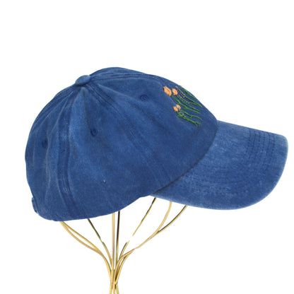 Cerulean Baseball Hat Rose Lavender Embroidered -ThreadEmber