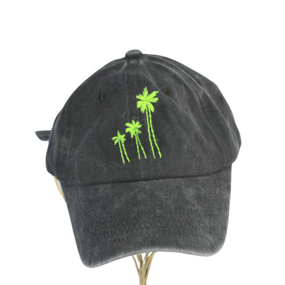 Green Hat Neon Palm Trees Embroidered Hats-Thread & Ember