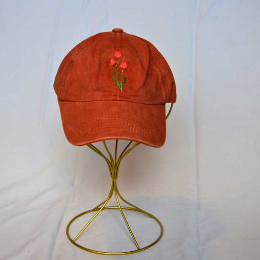 Orange Baseball Hat Tulips | Embroidered Hat-Thread & Ember