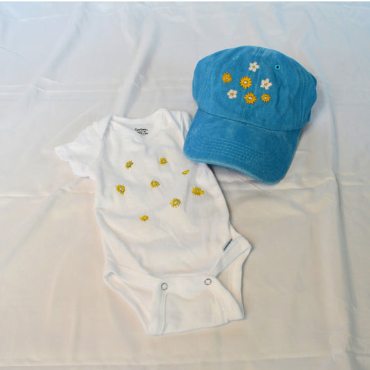 Newborn Onesie Daisies Embroidered Baby Item-Thread & Ember